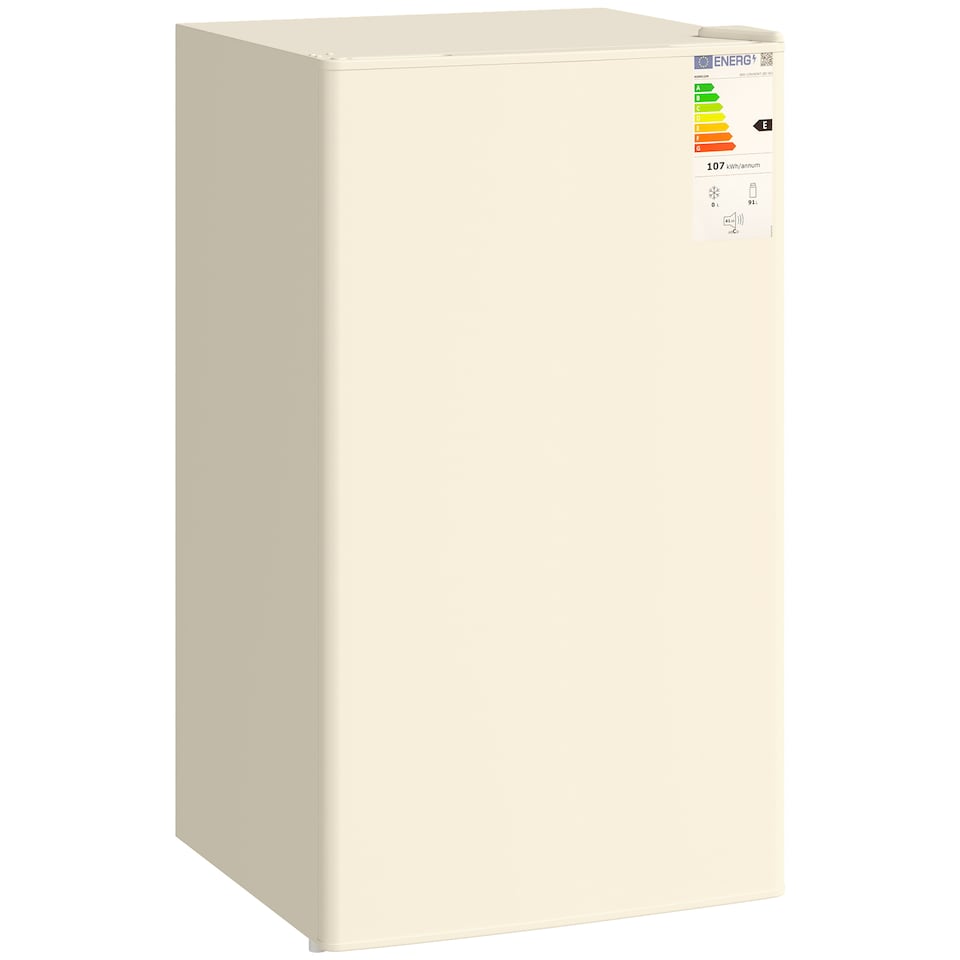 image 1 of HOMCOM Under Counter Fridge, 91L Small Fridge with Chiller Box, Removable Shelf, Reversible Door, Adjustable Legs, Mini Refrigerator, Beige