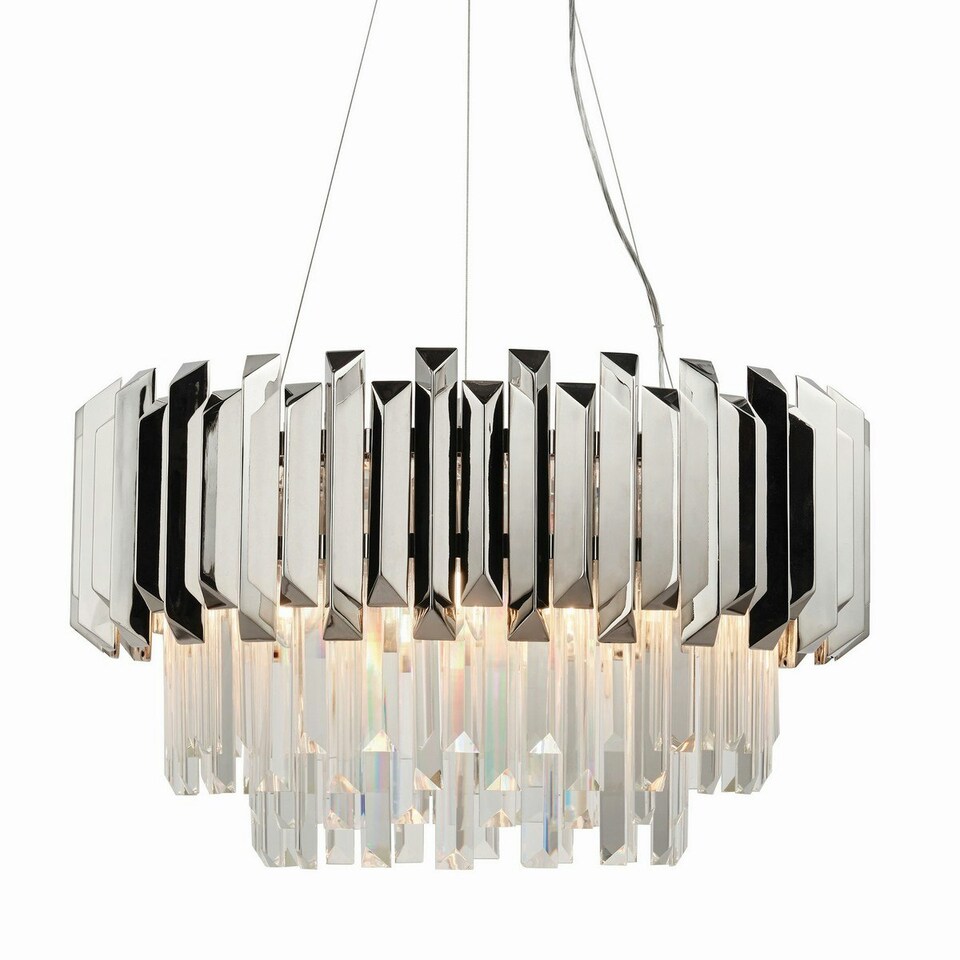 image 1 of Valetta Pendant Polished Stainless Steel & Crystal (K5) Glass 6 Light Dimmable IP20 - E14