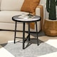 image 2 of Outsunny 50.5cm Round Garden Table with SPC Tabletop, Grey Wood Effect Grey | Grey
