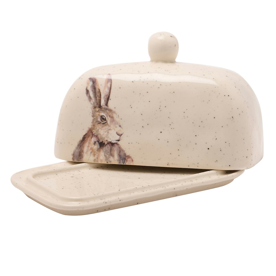 image 1 of Meg Hawkins Butter Dish Hare White