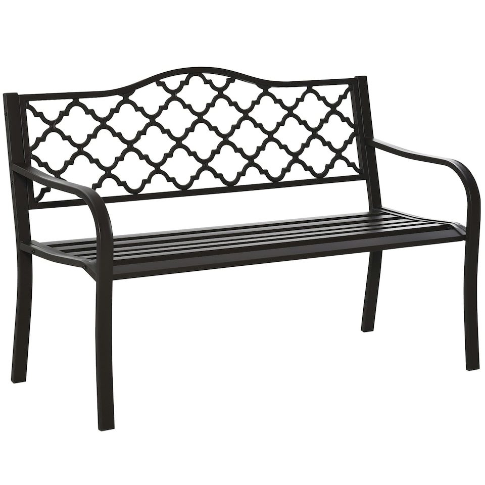 image 1 of Outsunny Outdoor Garden Bench 2 Seater Patio Porch Loveseat Brown