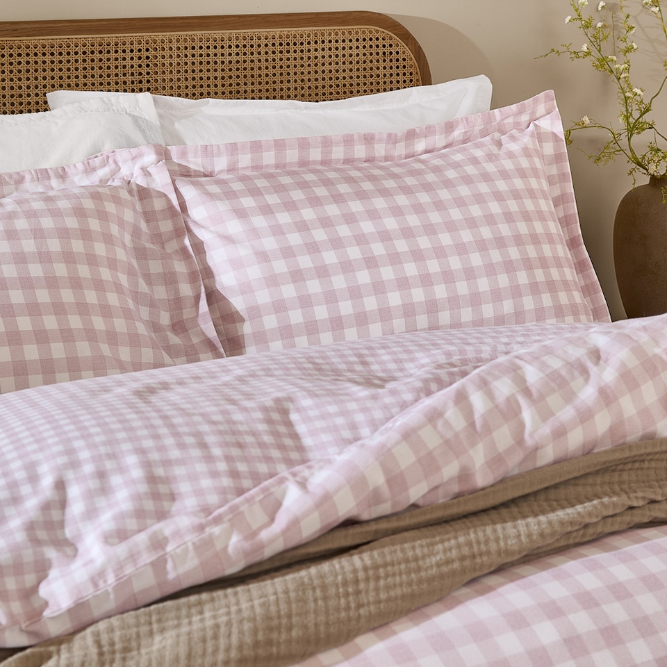 image 1 of Yard Barton Gingham Check Duvet Cover Set | Pink | Blush | King | 1