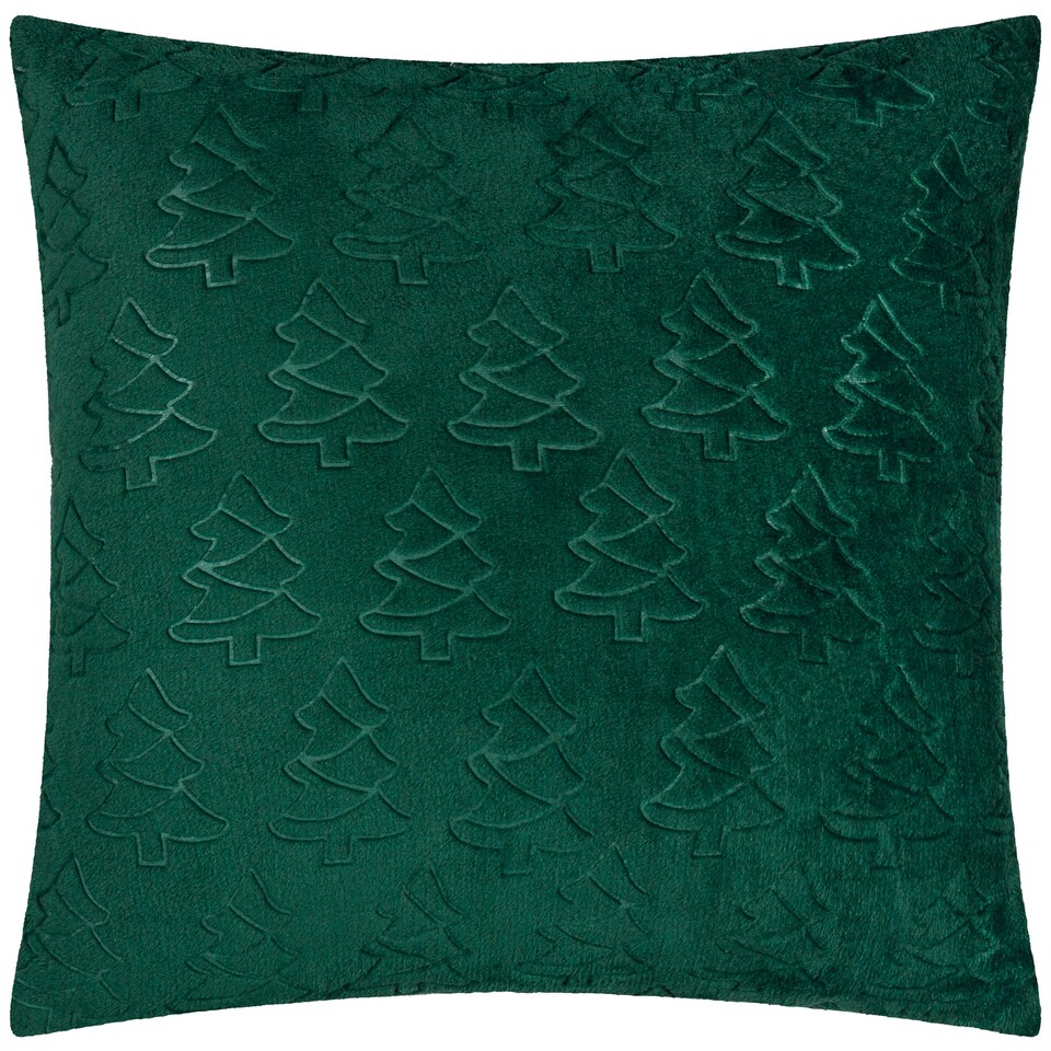 image 1 of furn. Festive Trees Embossed Cushion Green | 50 cm x 50 cm