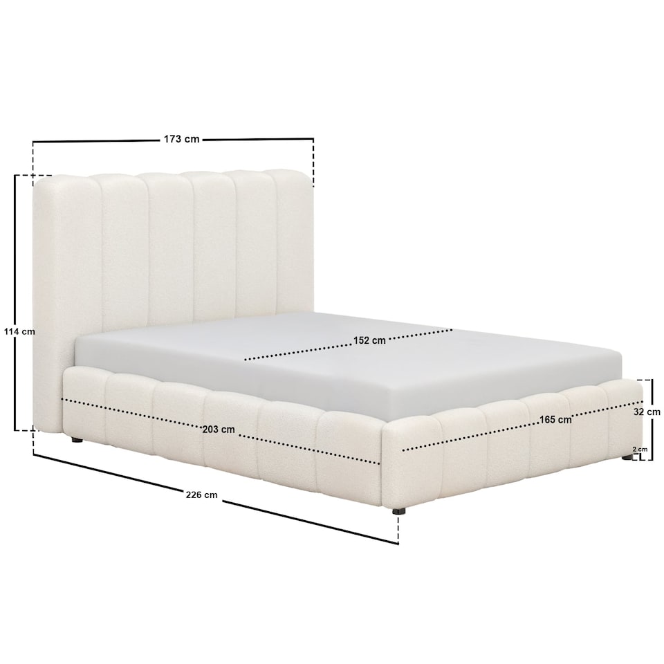 image 1 of SOLACE+CO Emilie Ribbed Ottoman Kingsize Bed Cream Boucle