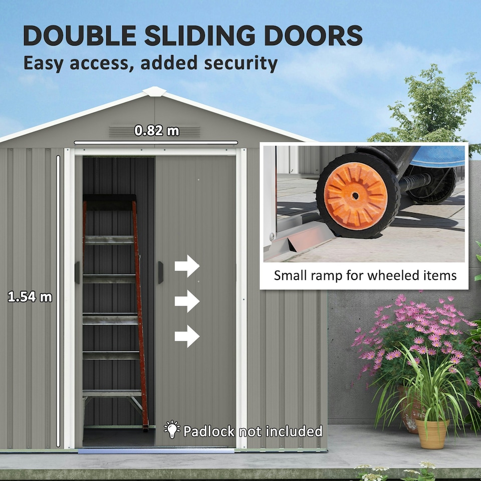 image 1 of Outsunny 6.5x3.5ft Metal Garden Shed for Garden and Outdoor Storage, Grey