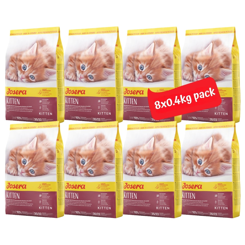 image 1 of Josera Kitten complete food | Growing kittens | Pregnant & nursing mothers | Optimal development | Omega 3 | Anti-Hairball | Gluten free | Skin & Coat | 8x0.4kg
