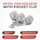 image 2 of Triple Hole Metal Pen Holder With Pocket Clip - Doctors, Nurse, Uniform etc