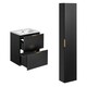 image 1 of Bathroom Furniture Set 600mm Vanity & Tallboy Ribbed Black Wall Floating Cabinets with Sink - Adel