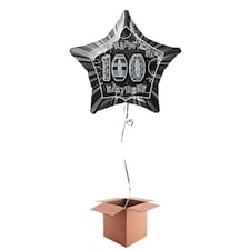Black Glitz 100th Birthday Prismatic Star Shape Foil Balloon - Inflated Balloon in a Box