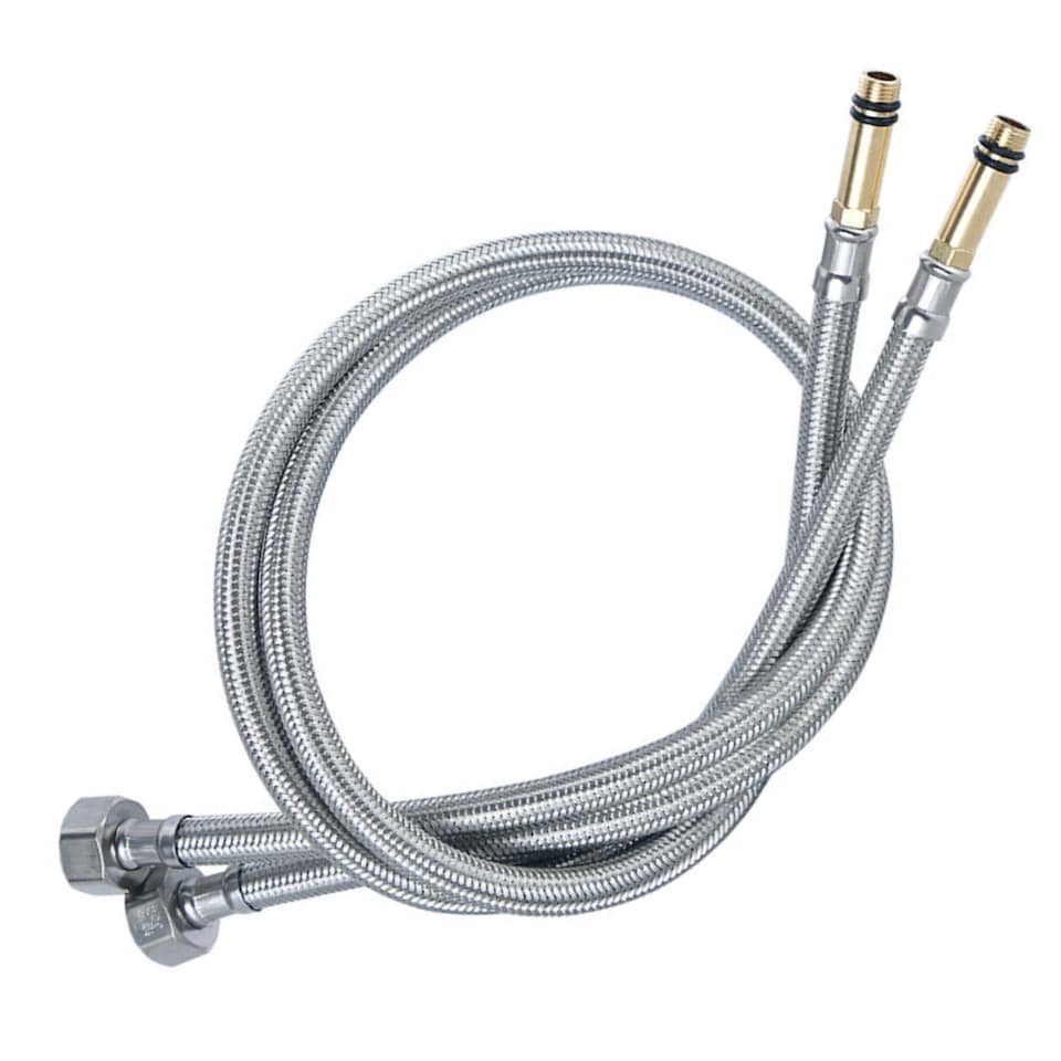 image 1 of TradeProvider® Flexi Pipes for Taps (2pcs/pack) Kitchen Tap Connector 10M x1/2 Fitting 600mm Long Flexible Hose British Standard Pipe Fittings Flexible Tap Tails Connectors Mixer Taps (52mm brass end)