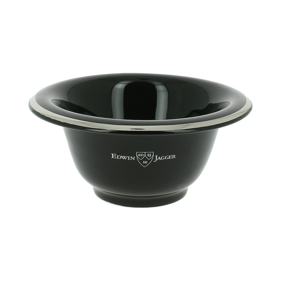 Edwin Jagger Black Silver Rimmed Porcelain Shaving Bowl RN116 N/A