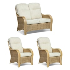 Desser Turin Light Oak Rattan 2 Seater Sofa Set in Jasper - Conservatory Sofa Suite