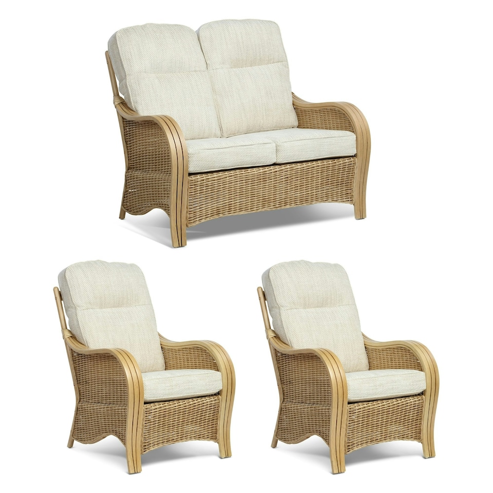 image 1 of Desser Turin Light Oak Rattan 2 Seater Sofa Set in Jasper - Conservatory Sofa Suite