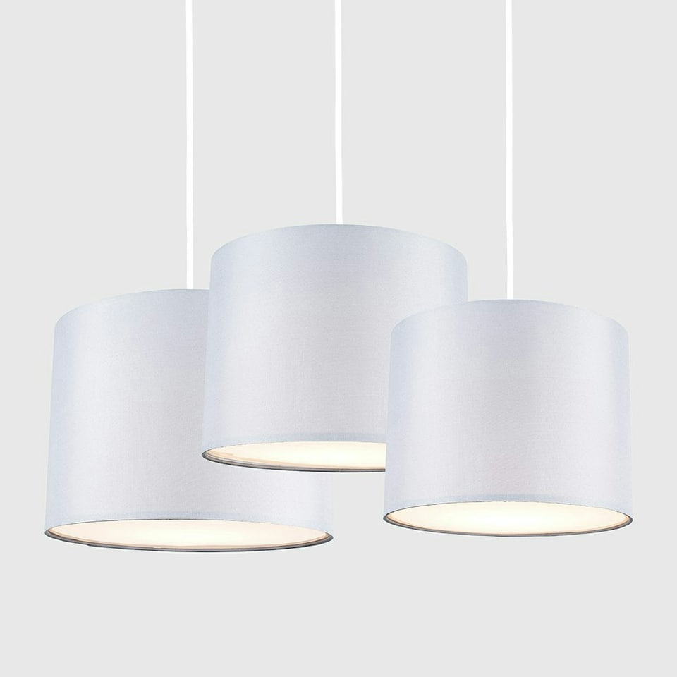 image 1 of ValueLights Torbery Set of 3 Grey Nesting Lamp Shades & Bulbs Grey