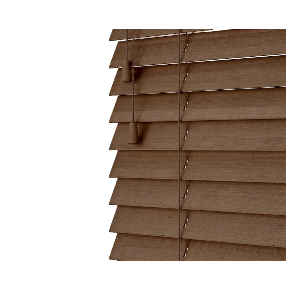 image 1 of 210cm Chestnut Oak Wooden Venetian Blinds With Strings (130cm drop) | Brown | Brown
