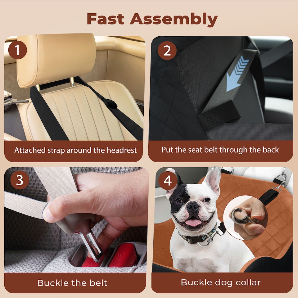 image 1 of Skylos Brown Dog Booster Car Seat Portable Puppy Travel Carrier Bed for Pet | Brown | Brown | One Size