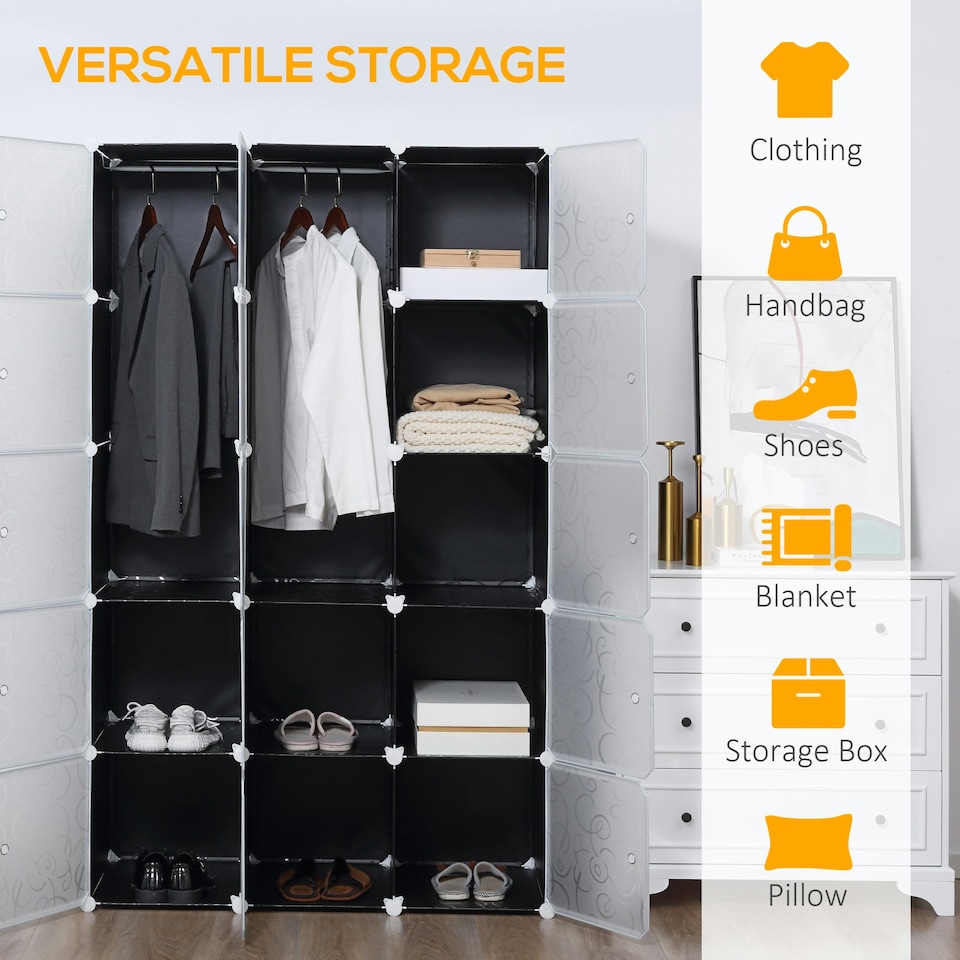 image 1 of HOMCOM Cube DIY Wardrobe Portable Interlocking Plastic Modular Closet Cabinet
