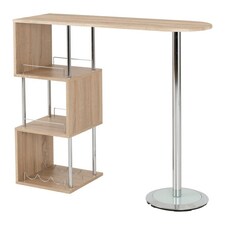 Charisma Home Bar Table - L120 x W40 x H104.5 cm - Light Sonoma Oak Effect Veneer/Chrome Brown