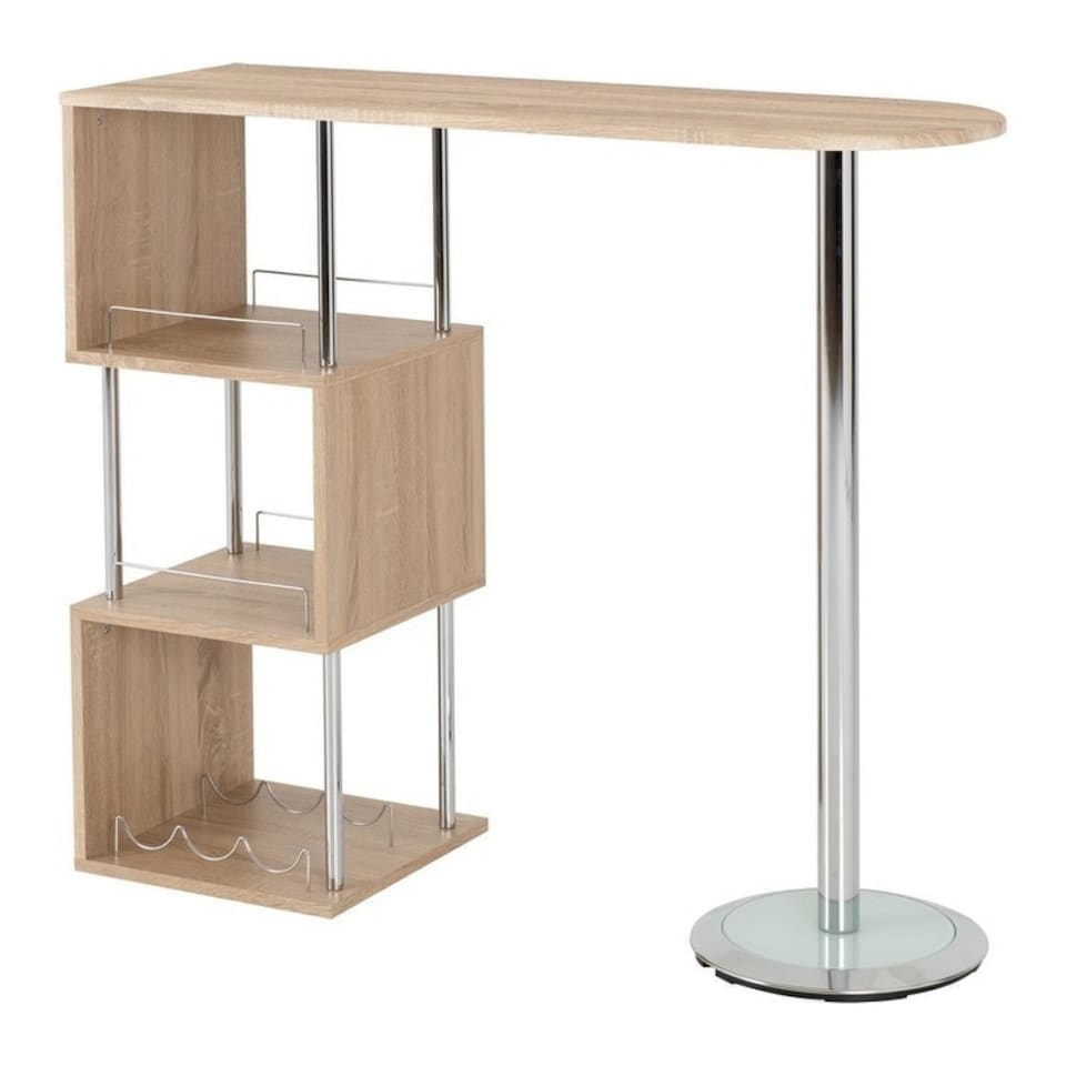 image 1 of Charisma Home Bar Table - L120 x W40 x H104.5 cm - Light Sonoma Oak Effect Veneer/Chrome Brown