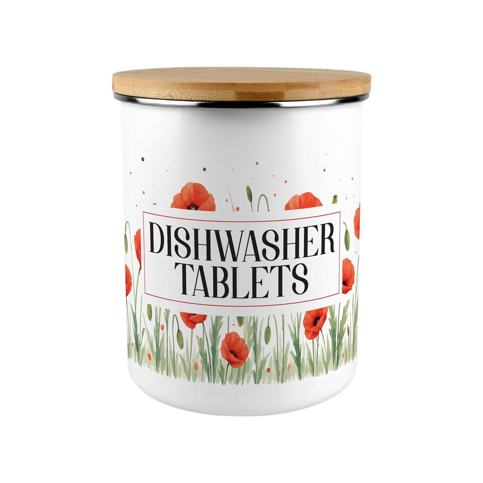 image 1 of Summer Poppies Dishwasher Tablets Storage Tin