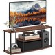 image 1 of TV Stand with Shelves, Entertainment Unit for Living Room and Bedroom, Tool-Free Assembly, Natural Walnut and Ink Black