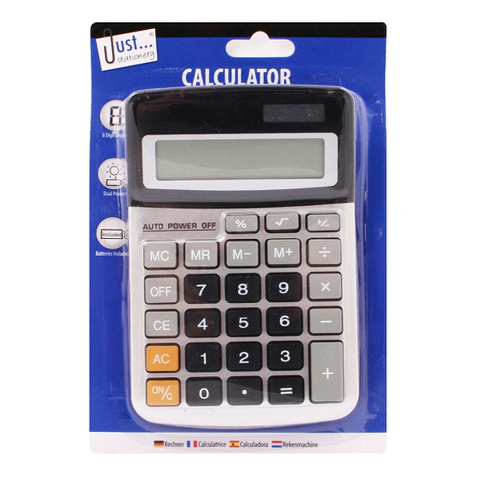 Just Stationery Midi Calculator 8 Digits - White/Black - One Size