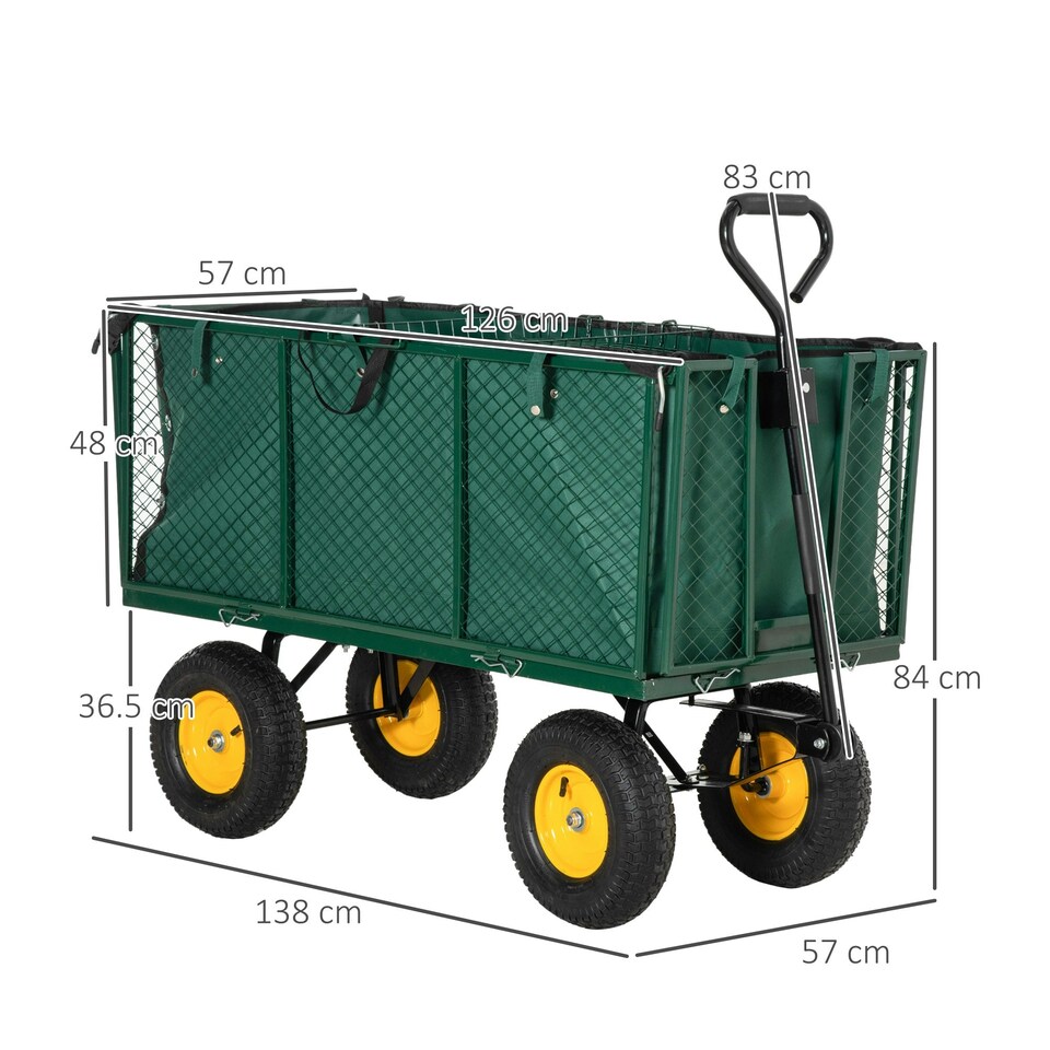 image 1 of Outsunny Heavy Duty Garden Cart Truck Trolley Wheelbarrow Trailer