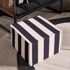 OHS Stripe Print Garden Pouffe Outdoor Stool Footrest Table Side Chair | Multi | Black/Cream