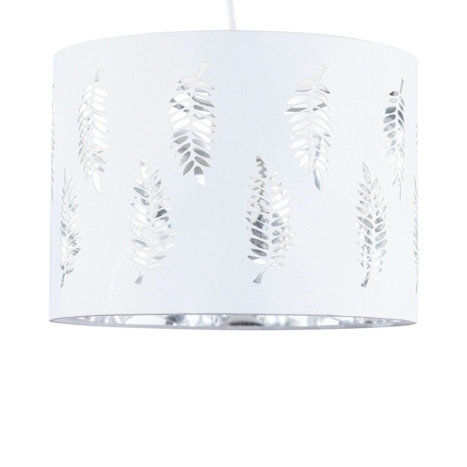 image 1 of Set of 2 Fern - White Cut Out 30cm Pendant Lightshades White | Silver