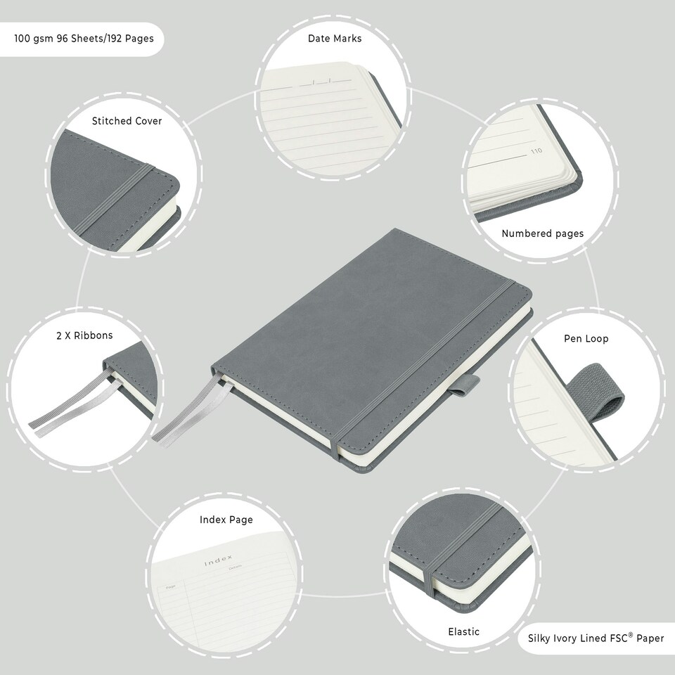 image 1 of Notes London A5 Italian Styled Moretti Notebook Light Grey