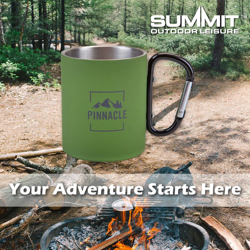 image 1 of PMS Carabiner Handle Mug Classic Style Rubberised Finish Green