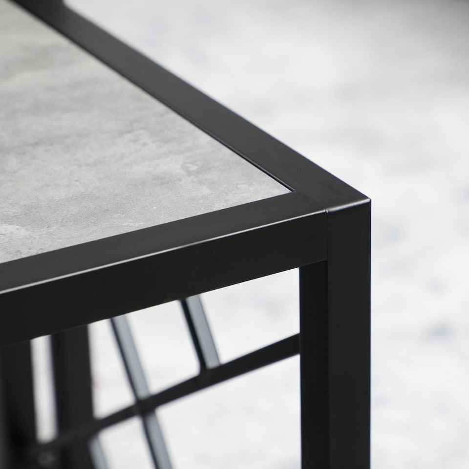 image 1 of HOMCOM Nesting Coffee Tables, Set of 3 Square Side Tables with Black Metal Frame, for Living Room, Bedroom and Office, Grey | Grey