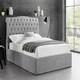 image 2 of 5ft King Size Ottoman gas liftup storage bed frame,fabric upholstered, light grey,buttoned back,curved bed frame,bedstead