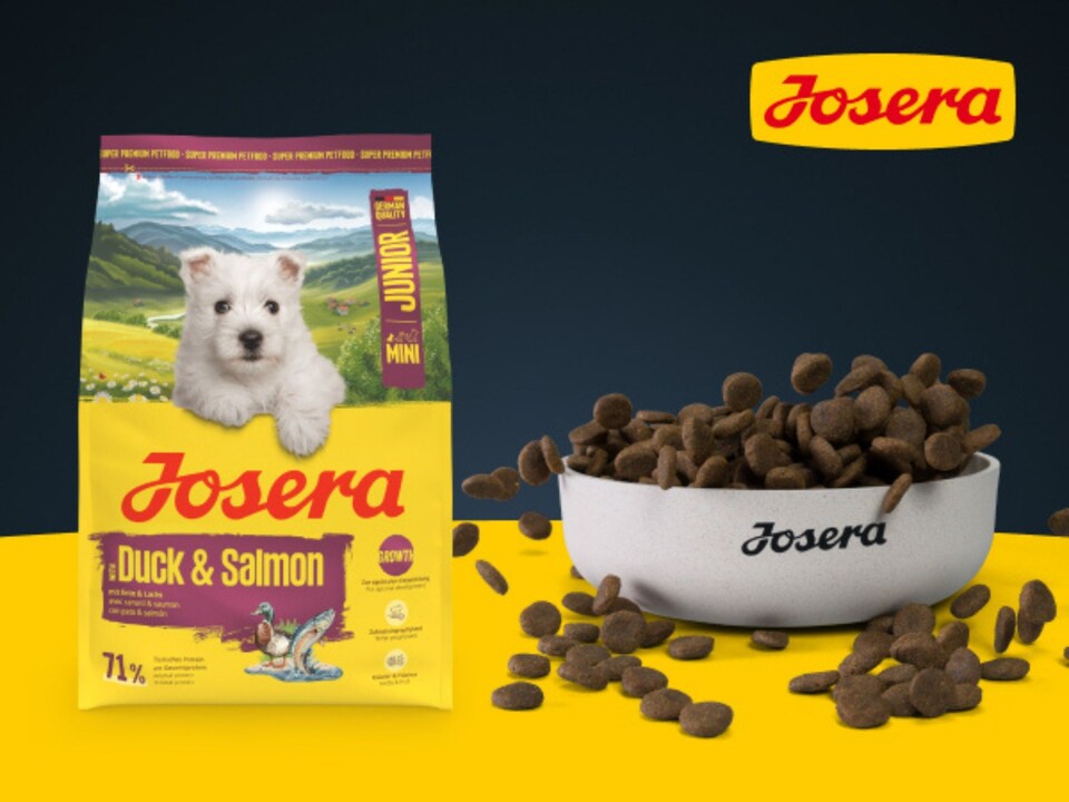 image 1 of Josera Mini Junior Duck & Salmon | Complete dry food for toy & small breeds | Gluten free | Tartar control | Herbs & fruits | Joint support | 5x0.9kg