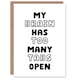 image 1 of My Brain Has Too Many Tabs Open Funny Overthinker Greeting Card
