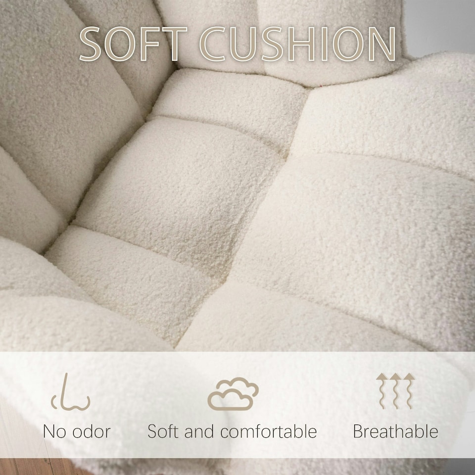 image 1 of Alivio Teddy Rocking White Chair for Nursery, Comfy Rocking Armchair with High Backrest | Multi