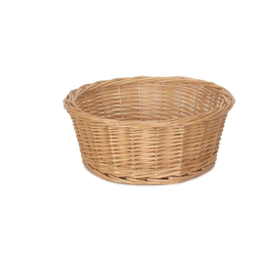 image 1 of 24cm Round Buff Willow Tapered Wicker Tray Brown | Brown