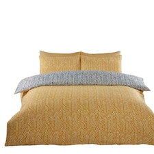 Helston Reversible Duvet Cover Set with Pillowcase Bedding Yellow | Single