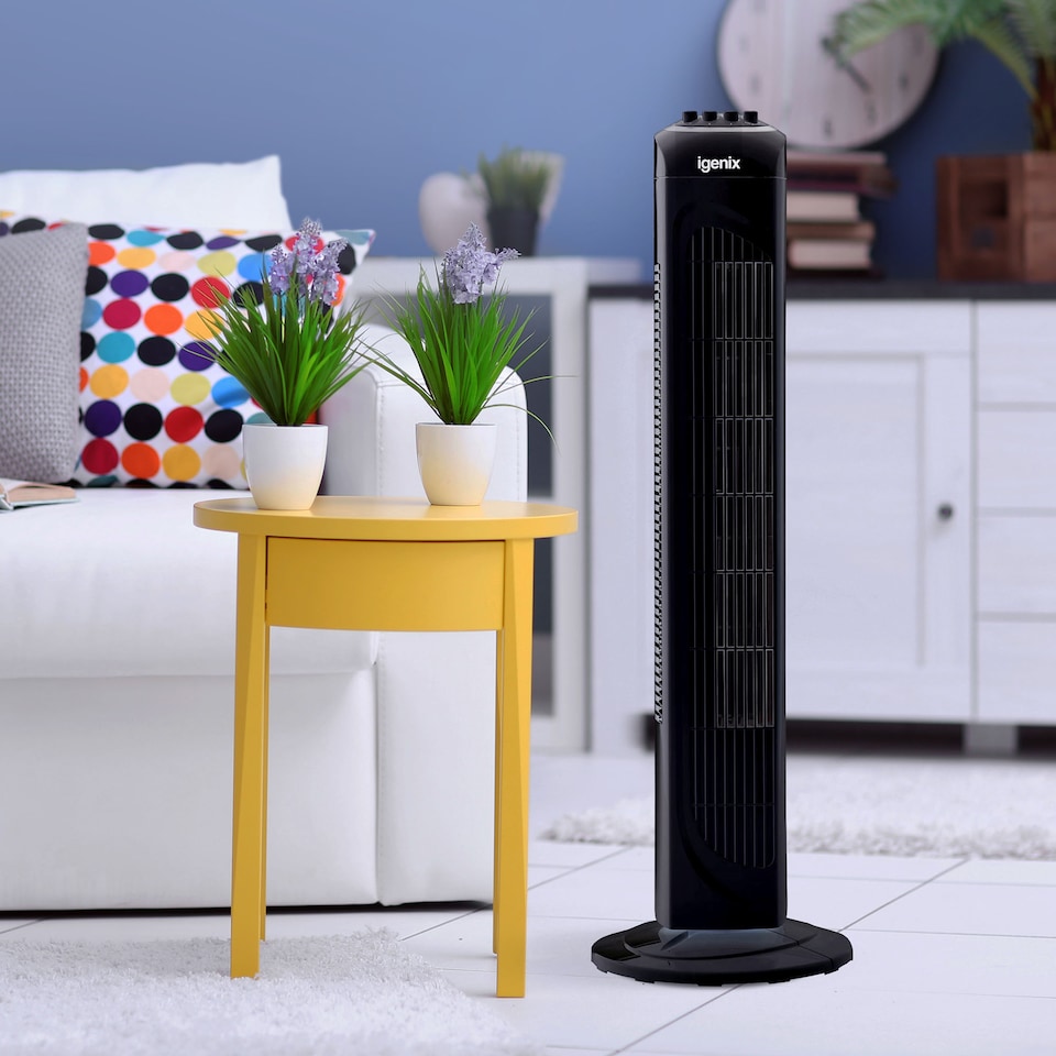image 1 of Igenix DF0030BL Tower Fan, Oscillating, 2 Hour Timer, 30 Inch, Black
