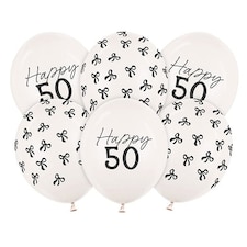 Happy 50 Elegant Milestone Birthday Latex Balloons 30cm / 12 in - Pack of 6 Multi