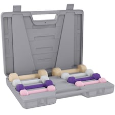 HOMCOM 10kg Dumbbell Weights Set with Carry Case, Pink, Purple, Grey, Brown