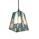 image 2 of Art Denergy savingTiffany Glass Pendant Shade with Pale and Navy Blue Panels | Blue