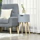 image 7 of Round Side Table Wood Nightstand with Hidden Storage Space Removable Tray White