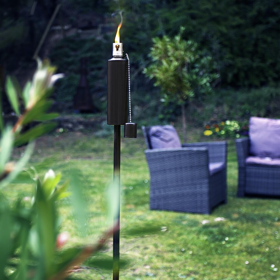 image 1 of Harbour Housewares Metal Garden Torches - Cylinder - Black - Pack of 6