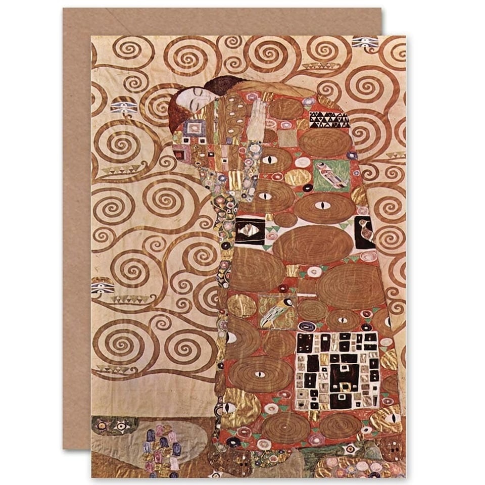 image 1 of Gustav Klimt Painting Fulfilment Lovers Embrace Greeting Card
