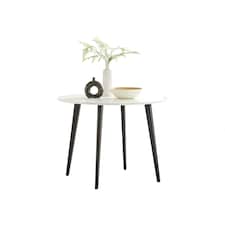 Furniturebox Koko White Round Dining Table with Black Legs 100cm