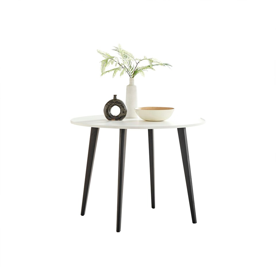 image 1 of Furniturebox Koko White Round Dining Table with Black Legs 100cm