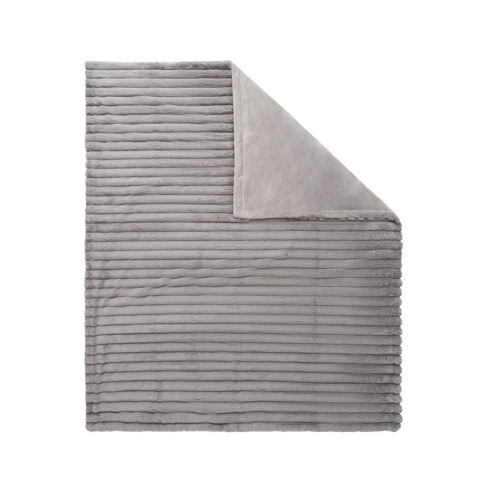 image 1 of BHS Jumbo Cord Throw with Plain Velvet Backing, Grey Grey | Grey