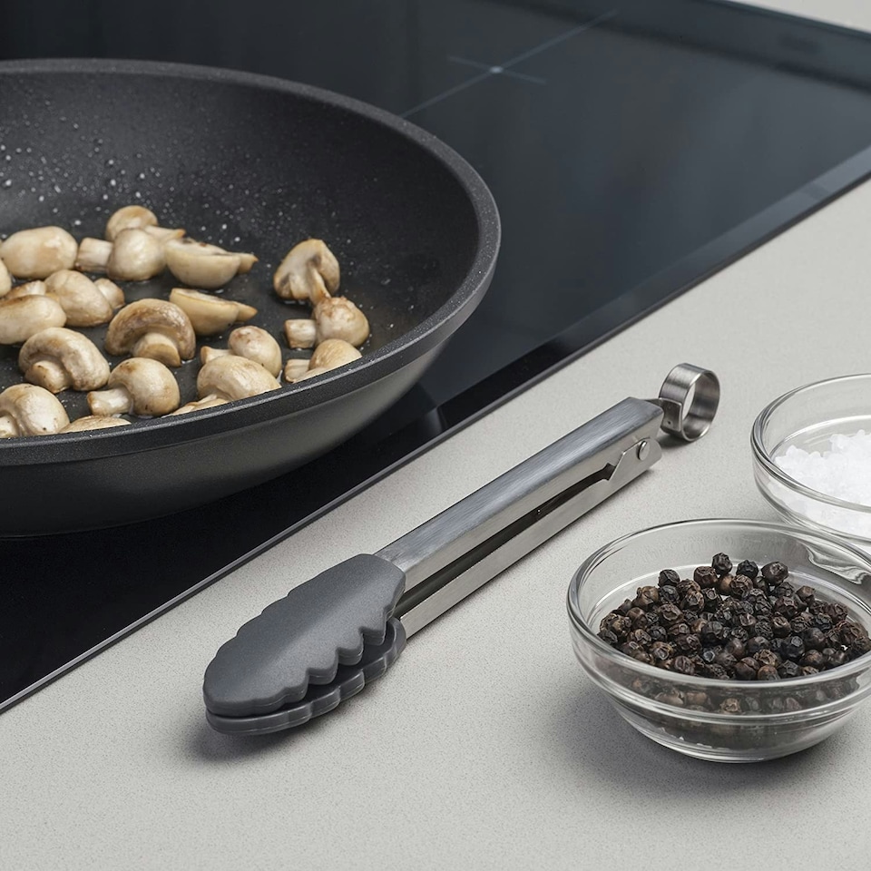 image 1 of Zeal Silicone Mini Tongs, 20cm, Dark Grey