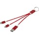 image 2 of 4 in 1 Recycled Aluminium Keyring Charging Cable - Red - One Size